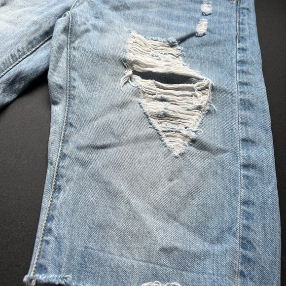 Lucky Brand Mid Rise Boyfriend Bermuda Distressed Raw Hem Denim Jean Short 00 24 - Picture 3 of 10